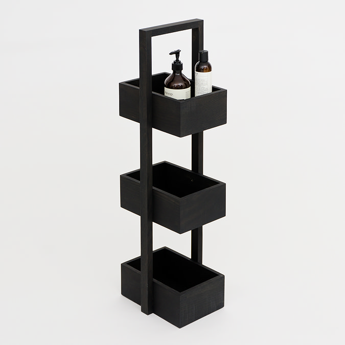 Freestanding Wooden Storage Caddy Dark Oak