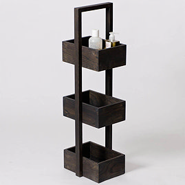 Freestanding Wooden Storage Caddy Dark Oak Large Image