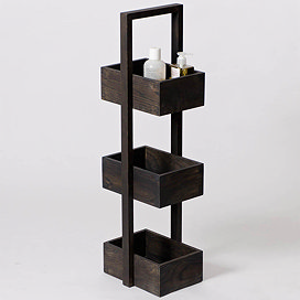 Freestanding Wooden Storage Caddy Dark Oak Large Image