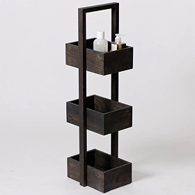 Freestanding Wooden Storage Caddy Dark Oak Large Image