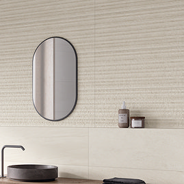 Fuseta White Decor Stone Effect Rectified Large Format Wall Tiles - 330 x 1000mm