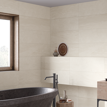 Fuseta White Stone Effect Rectified Large Format Wall Tiles - 330 x 1000mm