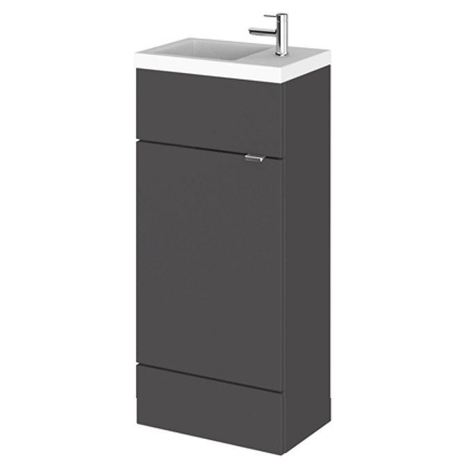 Fusion 405 Gloss Grey Compact Floor Standing Vanity Unit Inc. Basin Large Image