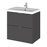 Fusion 500 Gloss Grey Full Depth Wall Hung 2-Drawer Vanity Unit & Basin Large Image