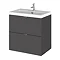 Fusion 500 Gloss Grey Full Depth Wall Hung 2-Drawer Vanity Unit & Basin Large Image