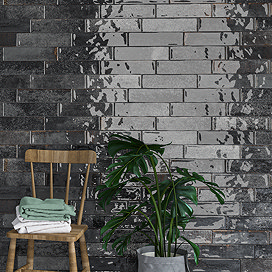Gabriela Rustic Black Glazed Wall Tiles - 75 x 300mm