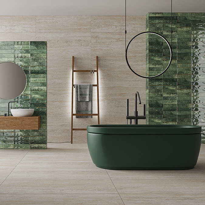 Gabriela Rustic Green Gloss Wall Tiles - 75 x 300mm