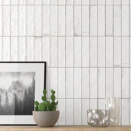 Gabriela Rustic White Glazed Wall Tiles - 75 x 300mm