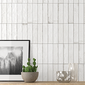 Gabriela Rustic White Glazed Wall Tiles - 75 x 300mm