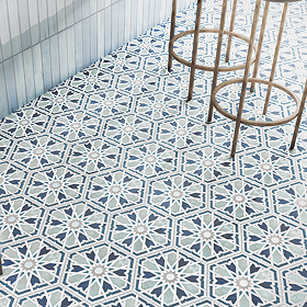 Galicia Blue Hexagon Patterned Wall and Floor Tiles - 200 x 240mm