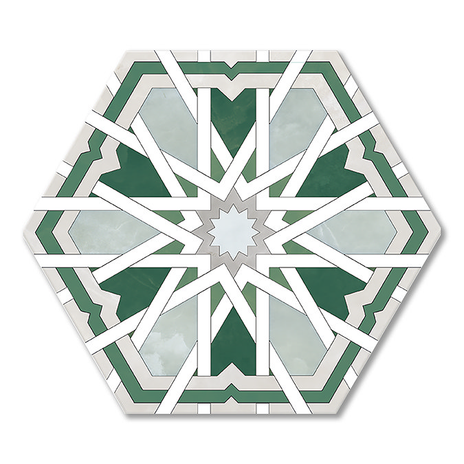 Galicia Emerald Hexagon Patterned Wall and Floor Tiles - 200 x 240mm