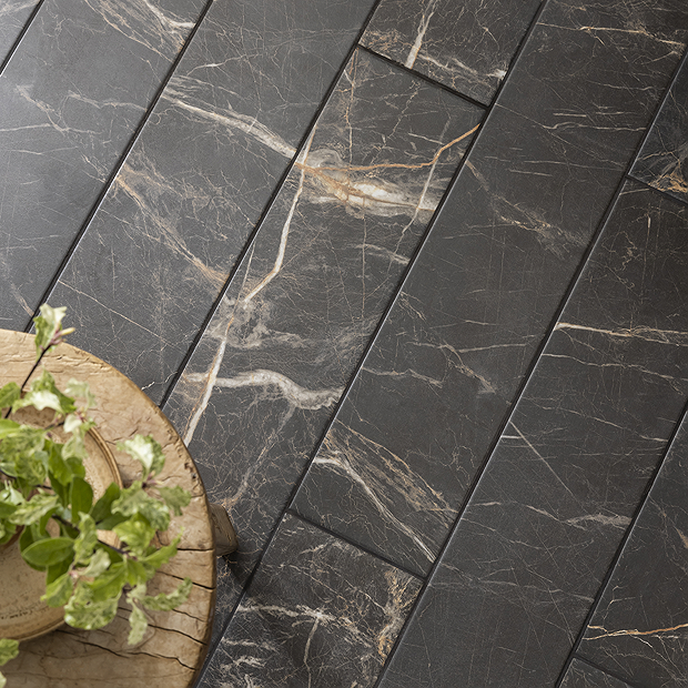 Gatley Black Marble Effect Tiles 150 x 900mm