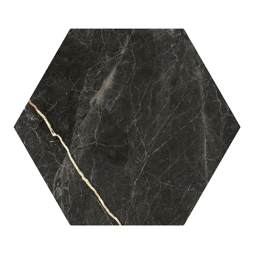 Gatley Hexagon Black Marble Effect Tiles 200 x 240mm