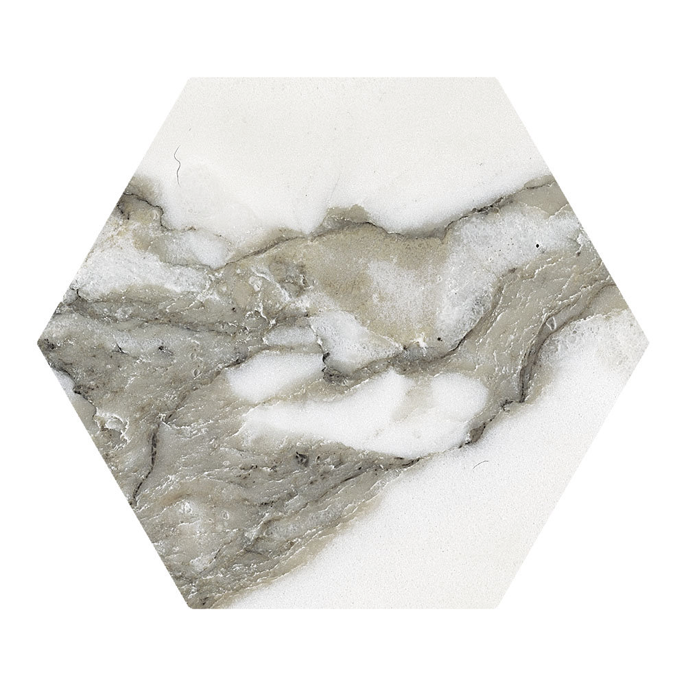 Gatley Hexagon Grey Marble Effect Tiles 200 x 240mm