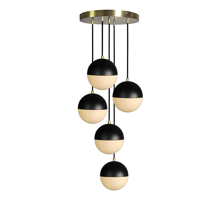 Gatsby Cluster Pendant Ceiling Light Matt Black & Brushed Brass 