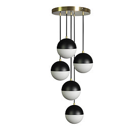 Gatsby Cluster Pendant Ceiling Light Matt Black & Brushed Brass