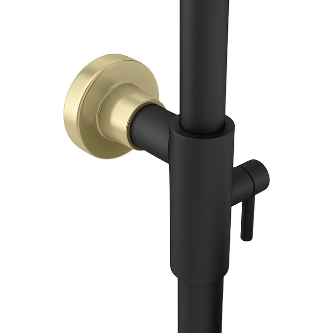 Gatsby Deluxe Cool Touch Round Thermostatic Shower (300mm Head - Matt Black & Brushed Brass)