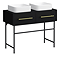 Gatsby Matt Black 1000 2-Drawer Countertop Vanity Unit with Brushed Brass Handles & 2 Square Basins
