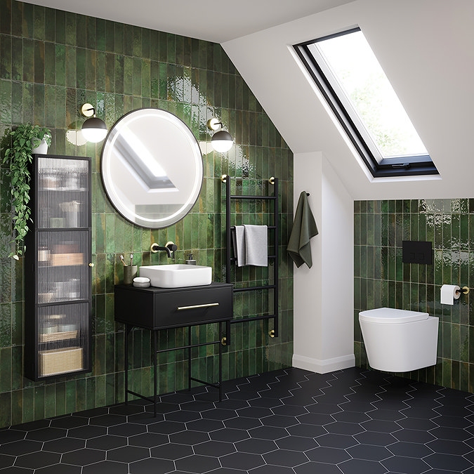Gatsby Matt Black & Brushed Brass 1200 x 500 Heated Towel Rail
