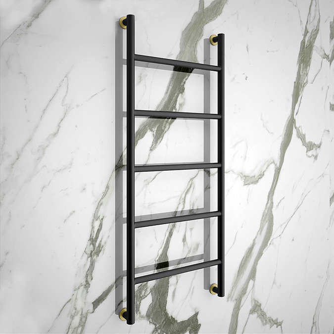 Gatsby Matt Black & Brushed Brass 1200 x 500 Heated Towel Rail