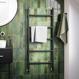 Gatsby Matt Black & Brushed Brass 1200 x 500 Heated Towel Rail