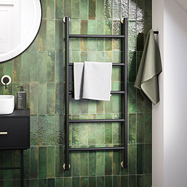 Gatsby Matt Black & Brushed Brass 1200 x 500 Heated Towel Rail