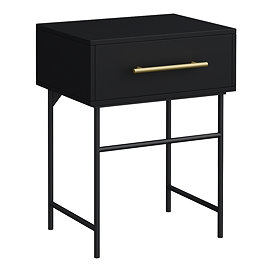 Gatsby Matt Black 600 Drawer Countertop Vanity Unit with Brushed Brass Handle