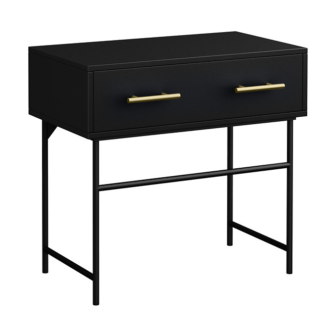 Gatsby Matt Black 800 Drawer Countertop Vanity Unit with Brushed Brass Handles & Rectangular Basin