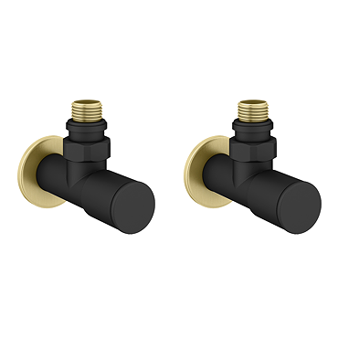 Gatsby Matt Black & Brushed Brass Angled Radiator Valves