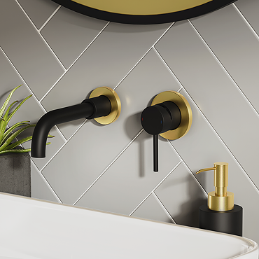 Gatsby Matt Black & Brushed Brass 2 Hole Basin Mixer Tap