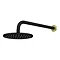 Gatsby Matt Black & Brushed Brass 200mm Shower Head & Fixed Wall Mounted Arm