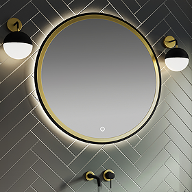 Gatsby Matt Black & Brushed Brass 800mm LED Backlit Circular Mirror