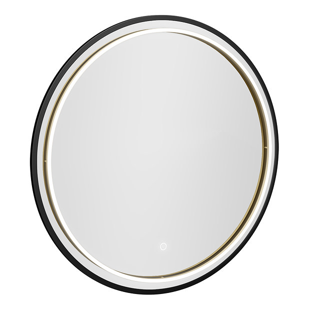 Gatsby Matt Black & Brushed Brass 800mm LED Ring Circular Mirror