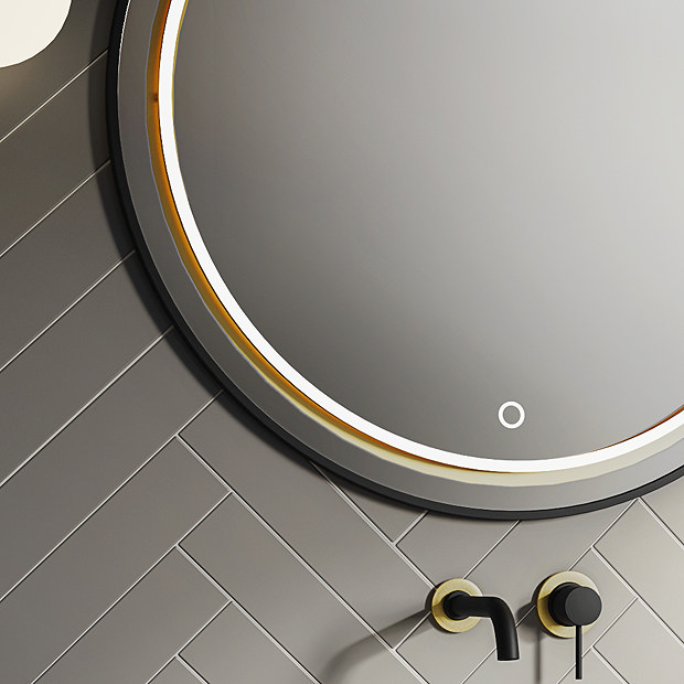 Gatsby Matt Black & Brushed Brass 800mm LED Ring Circular Mirror incl. Touch Control, Dimmer & Colour Changing Light