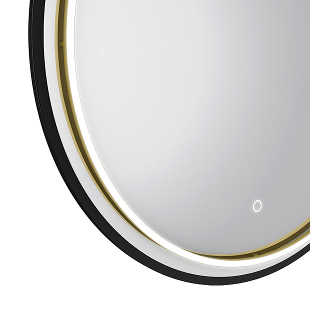 Gatsby Matt Black & Brushed Brass 800mm LED Ring Circular Mirror incl. Touch Control, Dimmer & Colour Changing Light