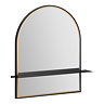Gatsby Matt Black & Brushed Brass Arched Mirror with Shelf