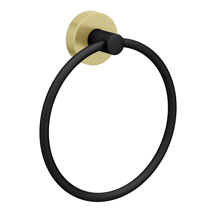 Gatsby Matt Black & Brushed Brass Circular Towel Ring