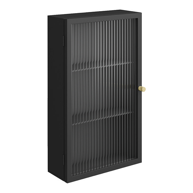 Gatsby Matt Black & Brushed Brass Fluted Glass Wall Hung Cabinet