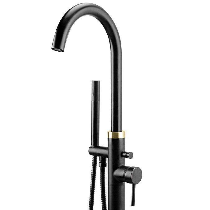 Gatsby Matt Black & Brushed Brass Freestanding Bath Shower Mixer Tap