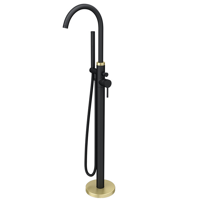 Gatsby Matt Black & Brushed Brass Freestanding Bath Shower Mixer Tap