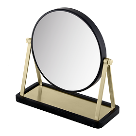 Gatsby Matt Black & Brushed Brass Reversible Vanity Mirror & Tray Base