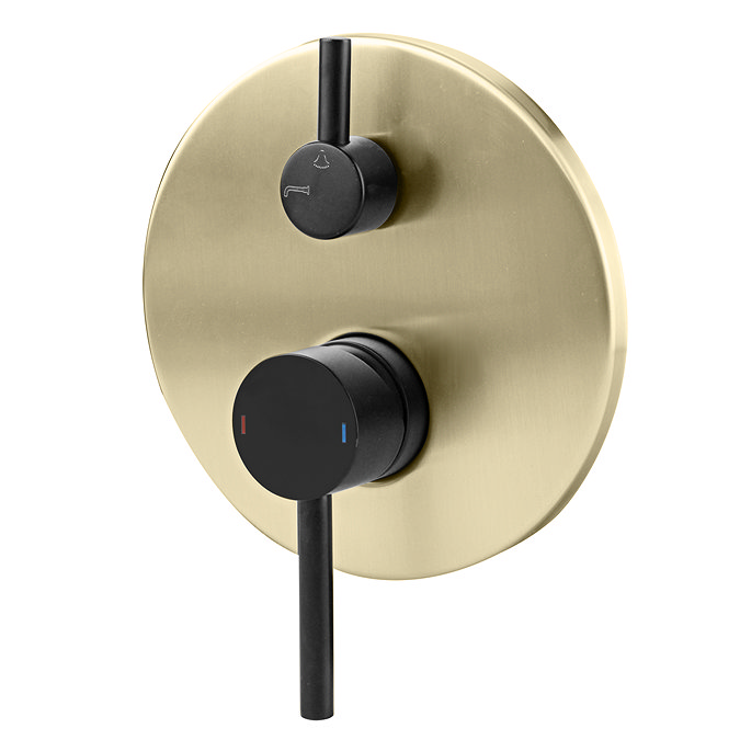 Gatsby Matt Black & Brushed Brass Round Concealed Bath Shower Mixer with Handset