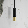 Gatsby Matt Black & Brushed Brass Round Cylinder Light Pull with Ceiling Switch