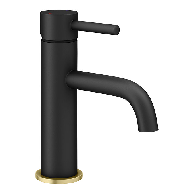 Gatsby Matt Black & Brushed Brass Round Mono Basin Mixer Tap