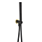 Gatsby Matt Black & Brushed Brass Round Outlet Elbow with Parking Bracket, Hose and Shower Handset