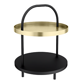 Gatsby Matt Black & Brushed Brass Round Side Table