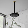 Gatsby Matt Black & Brushed Brass Round Thermostatic Shower Pack with Ceiling Mounted Head + Handset