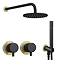 Gatsby Matt Black & Brushed Brass Round Thermostatic Shower Pack with Head + Handset