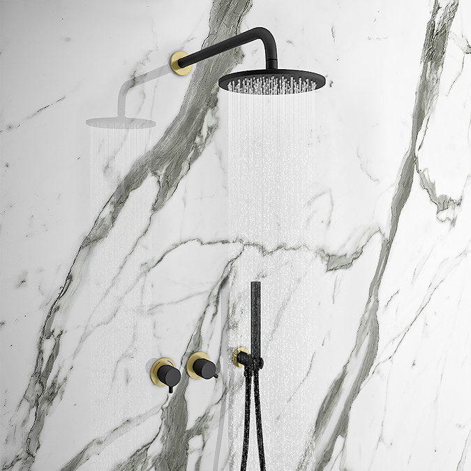 Gatsby Matt Black & Brushed Brass Shower Control Valve with Diverter