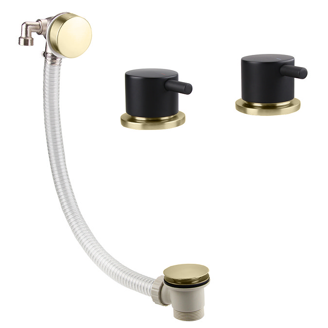 Gatsby Matt Black & Brushed Brass Side Valves and Overflow Filler